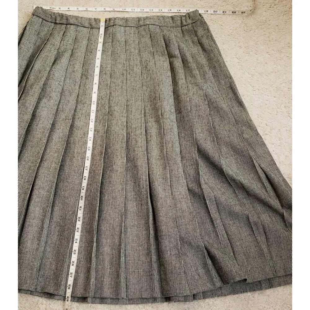 Vintage Evan Picone Wool Blend* Plaid Pleated  A-Line Midi Skirt Size L* EUC